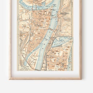 1931 Koblenz Germany Antique Map