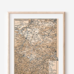 1881 Thüringer Wald Antike Landkarte Deutschland