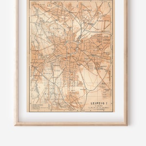 1910 Leipzig Germany Antique Map