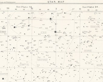 1892 Star Map, Antique Astronomy Print