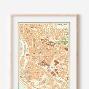 Mapa antiguo de Génova, Italia, 1967