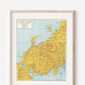 1959 Central Japan, Chubu District Antique Map
