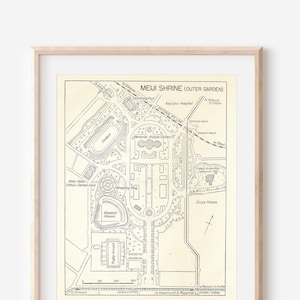 1959 Meiji Shrine Tokyo Japan Antique Map