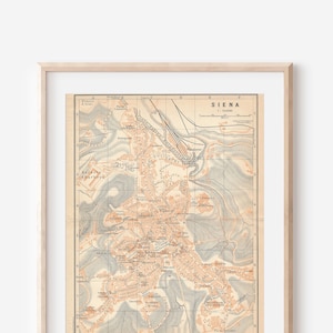 1904 Siena Tuscany Italy Antique Map