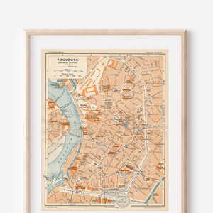 Mapa antiguo de Toulouse, Francia, 1926