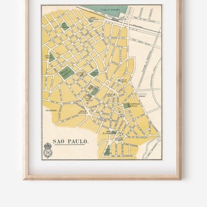 1913 Sao Paulo, Brasilien Antike Landkarte