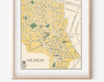 1913 São Paulo, Brazil Antique Map