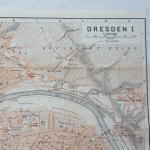 1913 Dresden Germany Antique Map