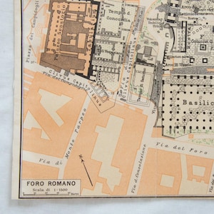 1925 Roman Forum, Rome Italy Antique Map