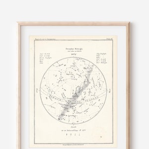 1892 sterrenkaart december, antieke astronomieprint