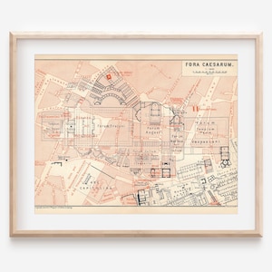 Antieke kaart Rome, Italië, Forum of Caesar, 1900