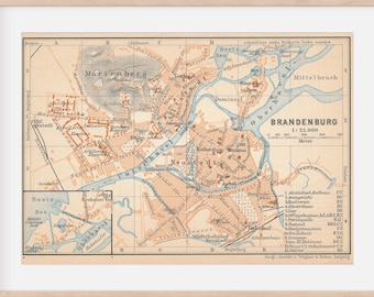 Mappa antica del Brandeburgo, Germania, 1912