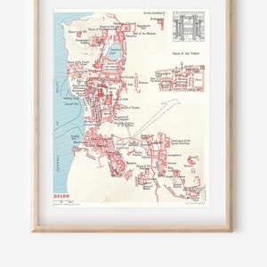 1964 Delos Griechenland Vintage Karte