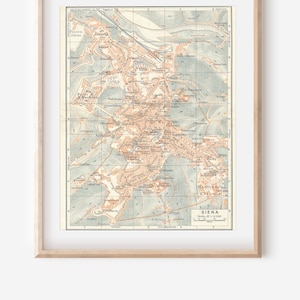 1924 Siena Tuscany Italy Antique Map