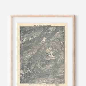 Mapa antiguo del Paso de San Gotardo, Suiza, 1913