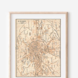Mapa antigo de St. Etienne França de 1914
