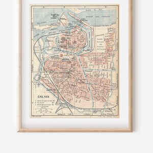 Mapa antiguo de Calais Francia de 1922