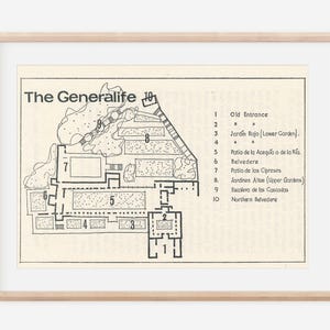 1966 Generalife Granada Spain Vintage Map