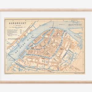 Antieke kaart Dordrecht, Nederland 1910