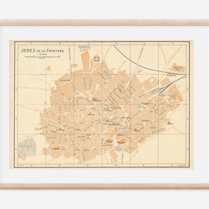 1925 Jerez De La Frontera España Mapa Antiguo