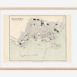 1881 Algiers Algeria Antique Map