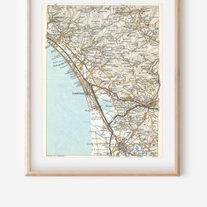 1974 Carrara, Viareggio, Lucca, Mapa Vintage del Área de Pisa