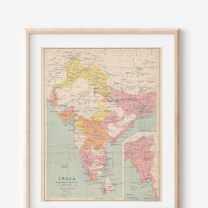 Carte ancienne de l'Inde de 1924