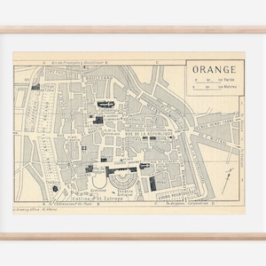 Mapa vintage de Francia de color naranja de 1954
