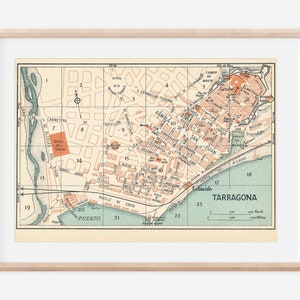 1930 Tarragona España Mapa Antiguo