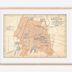 1911 Saltillo Mexico Antique Map