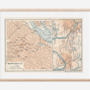 1905 Mapa antiguo de Minneapolis Minnesota