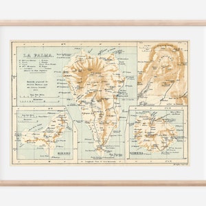 1932 La Palma, El Hierro, La Gomera, Canary Islands Antique Map