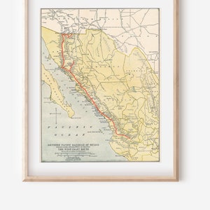 1944 Mexico Antique Railroad Map