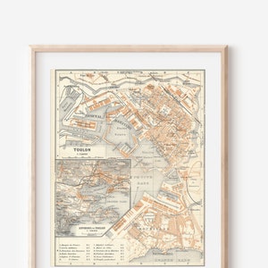 Mapa antigo de Toulon França de 1914