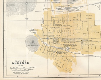 1938 Durango Mexico Antique Map