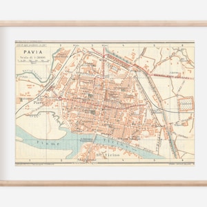 1924 Pavia Italy Antique Map