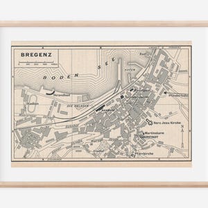 1952 Bregenz Austria Vintage Map