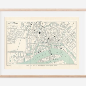 Antieke kaart Rotterdam Nederland 1924