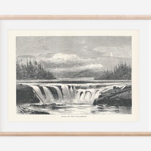 1872 Willamette Falls Willamette River Portland Oregon Antique Engraving Print