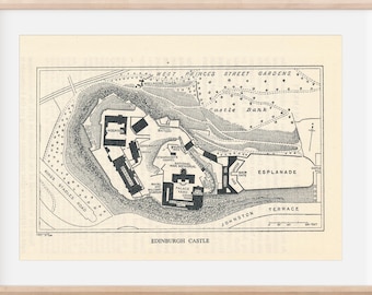 1955 Edinburgh Castle, Edinburgh Scotland Vintage map