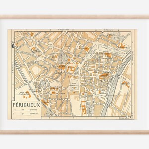 Mapa vintage de Perigueux França de 1954
