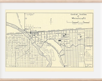 Mexicali Vintage Map Print, Mexicali Retro Map Poster, Antique Style ...