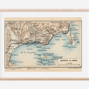 1928 Cannes France Antique Map