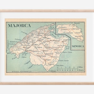 1930 Mallorca Spanien Antike Landkarte