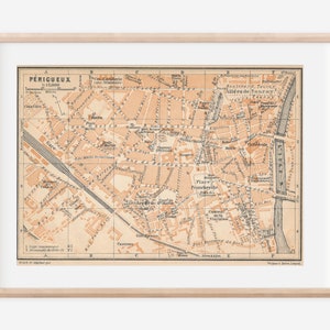 Mapa antigo de Perigueux França de 1914