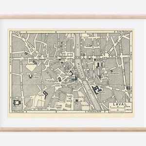 Mapa vintage de Laval França de 1958