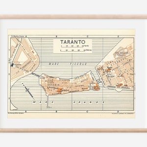 1959 Taranto Italy Vintage Map