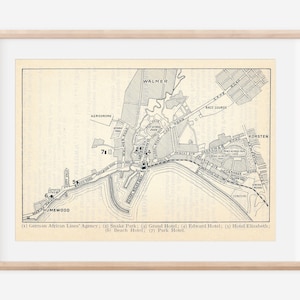 1938 Port Elizabeth South Africa Antique Map