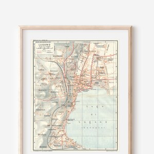 1924 Lugano Switzerland Antique Map