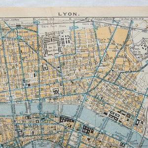 Mapa antigo de Lyon, França, 1928
